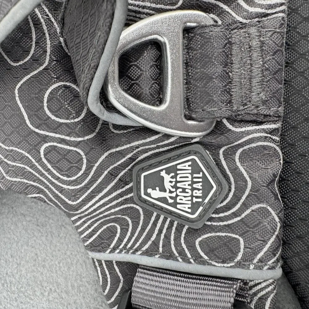 Arcadia Trail Dog Harness Adjustable Padded Soft Vest No Pull Gray Topographic